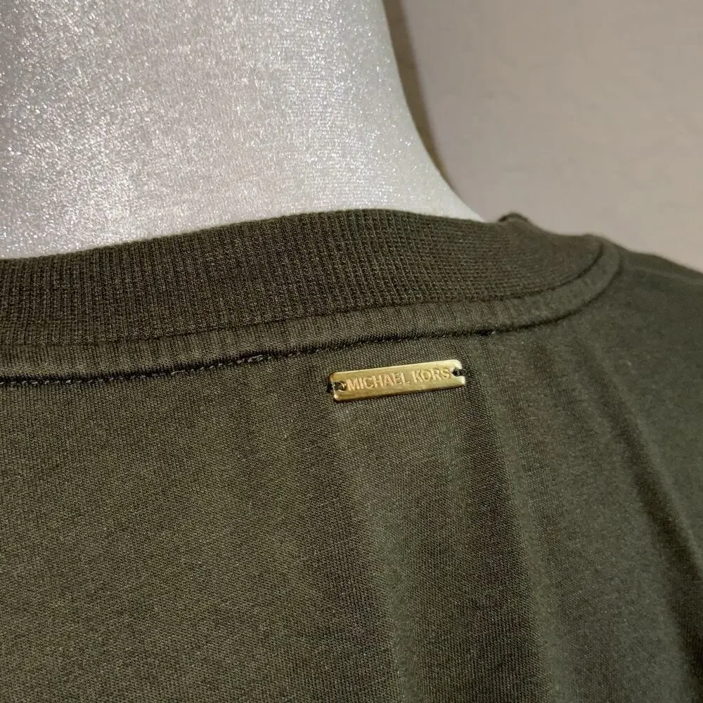 Michael Kors Ivy Green Basics Ruffle‎ Long Sleeve Women's XL Casual Boho
